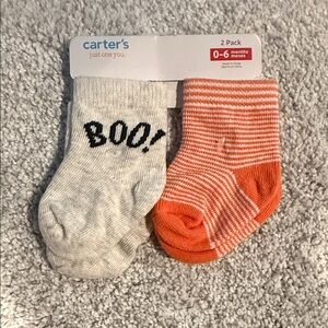 Carter's Boo! Gray and Orange Baby Socks 2-Pack